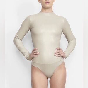 NWT SKIMS faux leather mock neck bodysuit